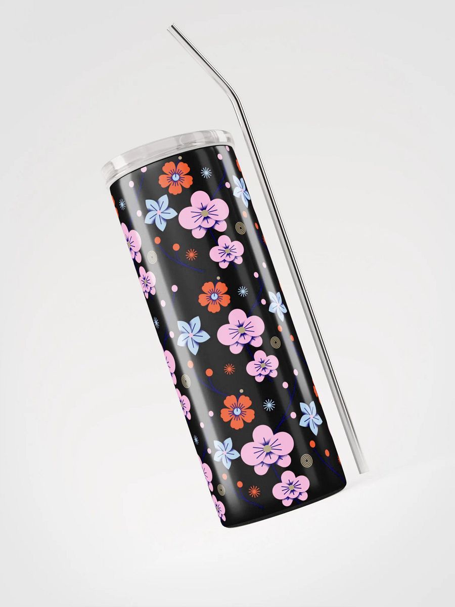 20 oz Stainless Steel Tumbler with straw, leak proof cup lid, Flora Fiesta Thermos cup for women, mug , portable Bottled water Bottle product image (3)