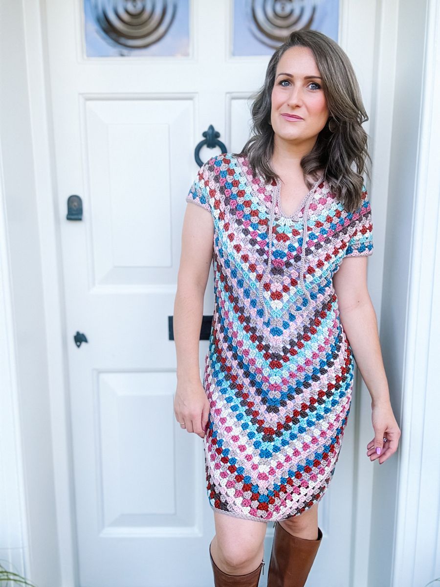 Top Down Crochet Granny Stitch Dress Pattern Adult Sizes product image (6)