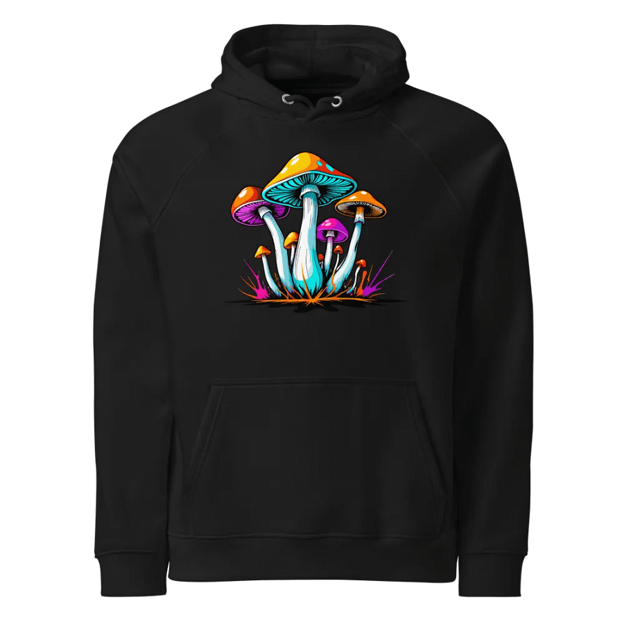 [Groovy Shrooms] Unisex Eco Raglan Hoodie product image (1)