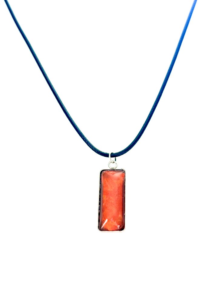 Electric Tide Pendant Necklace | Amber Orange Tangerine | Rectangle Cabochon | Monique Faella Designs™ | MFD-00156 product image (2)