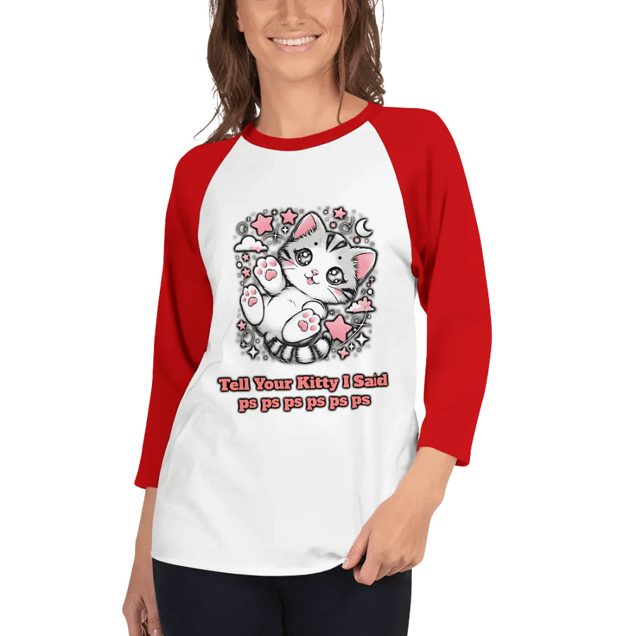 pspsps Kitty Baseball Style Tee - Light Torso Colors product image (82)