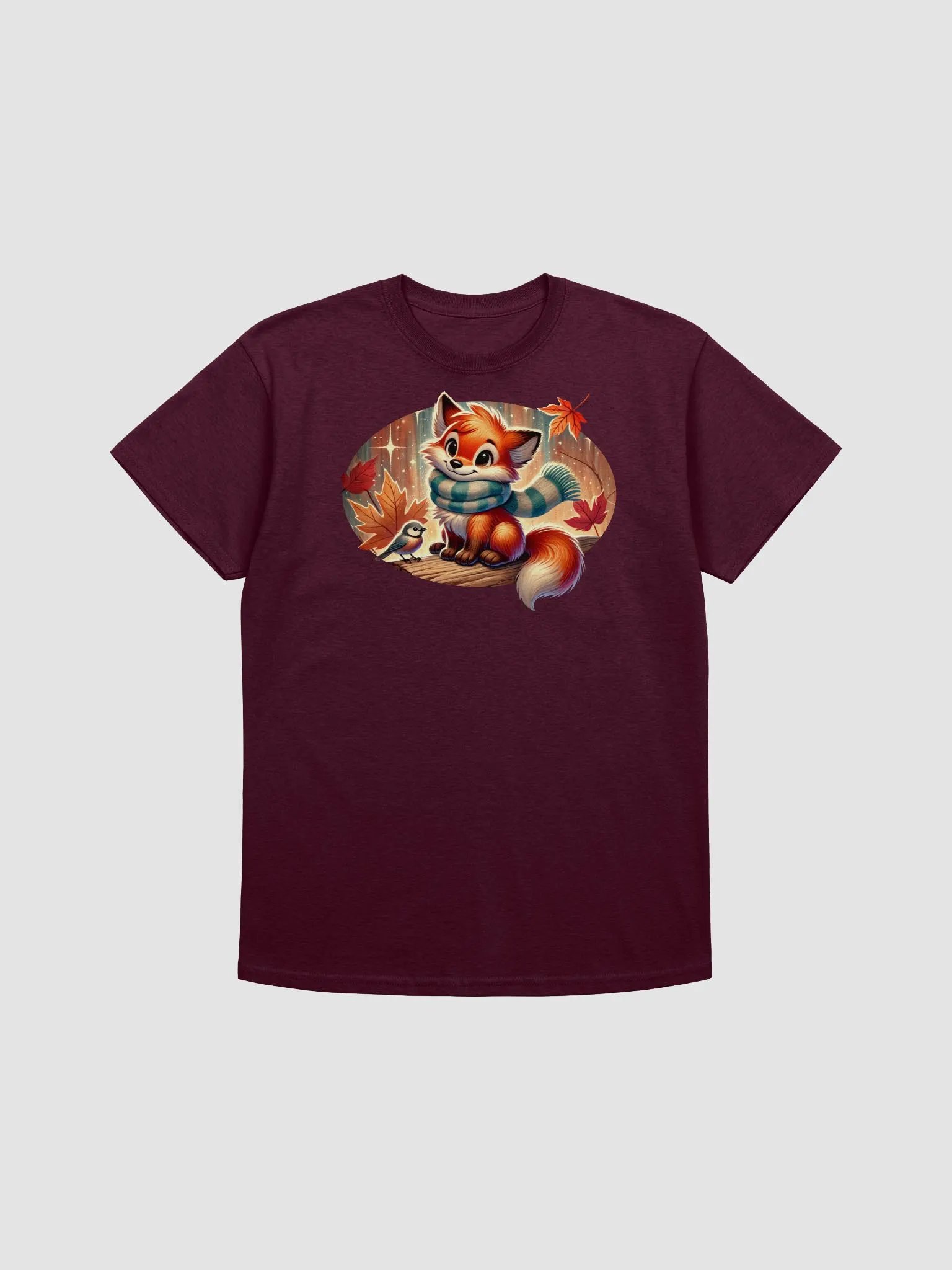 Autumn Fox and Robin Adult Unisex T-Shirt product image (14)