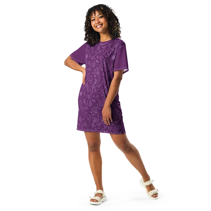 Dark Purple Floral Women's T-Shirt Dress product image (2)