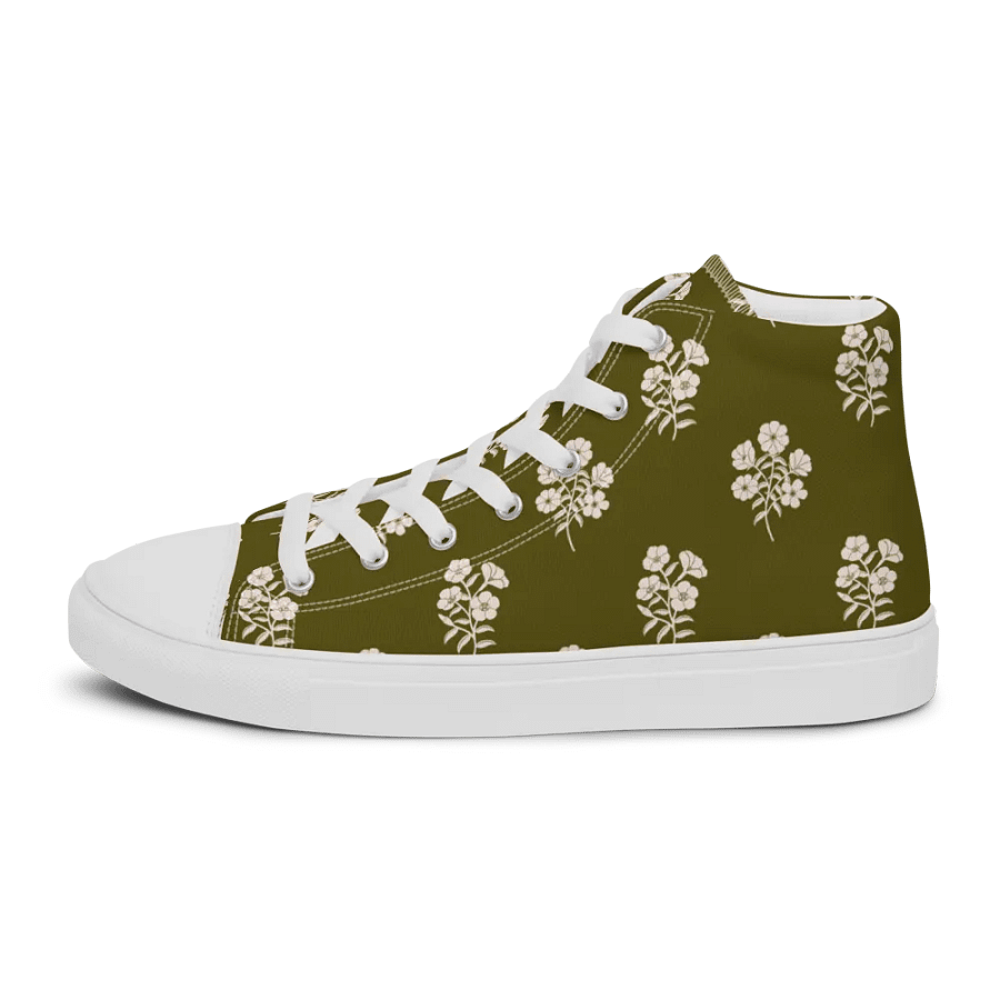 Alpine Cascade - Green and Cream - Women High Top Canvas Shoes product image (10)