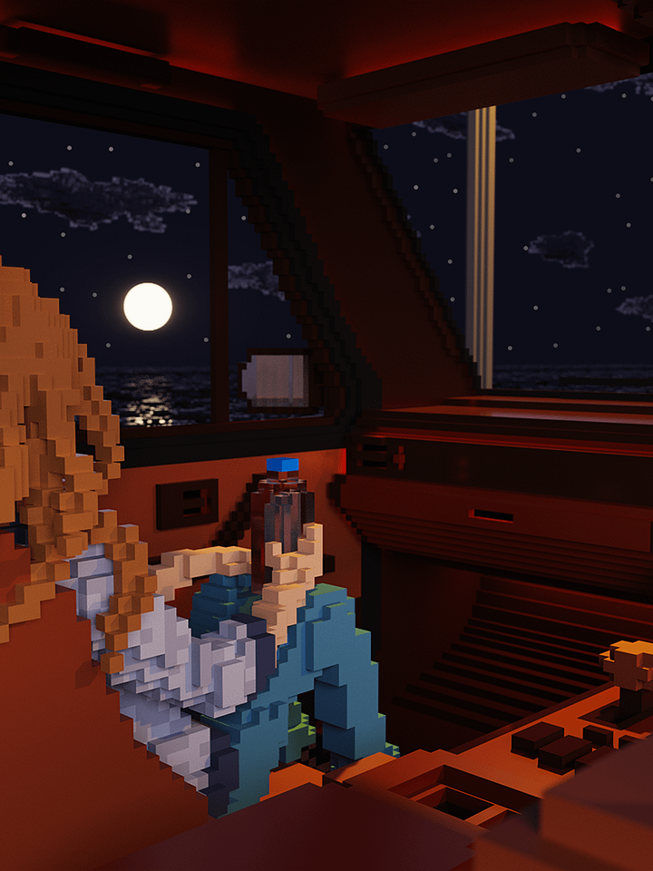 Midnite drive 🌙 Voxel art wallpapers product image (1)