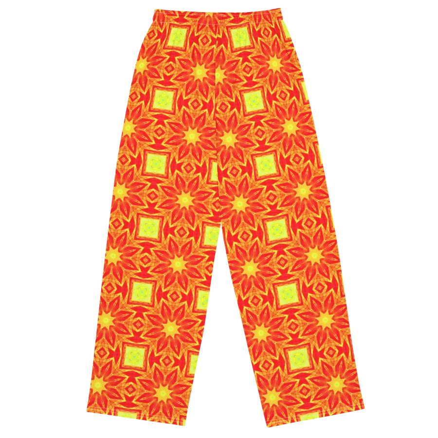 Abstract Repeating Orange Flower Unisex Wide Leg Trousers product image (2)