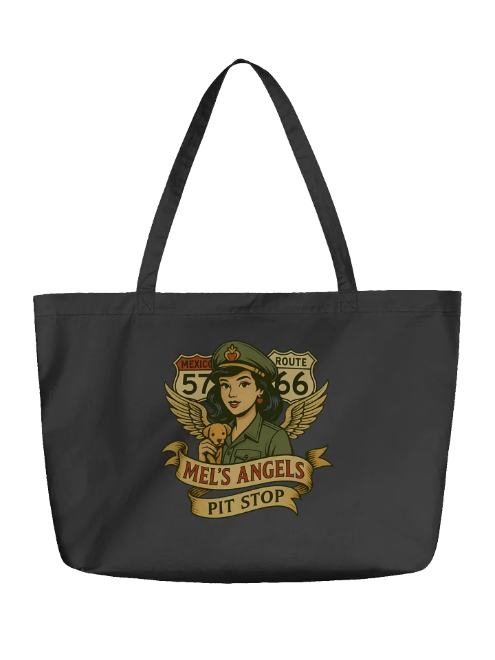 Mel’s Angels Pit Stop Organic Cotton Tote Bag – Eco-Friendly Large Capacity Grocery & Travel Bag product image (2)