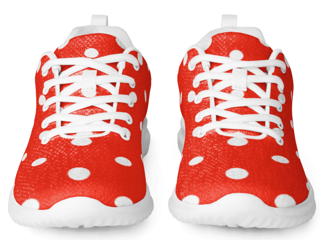 White Polka Dots on Red Women's Athletic Shoes product image (2)