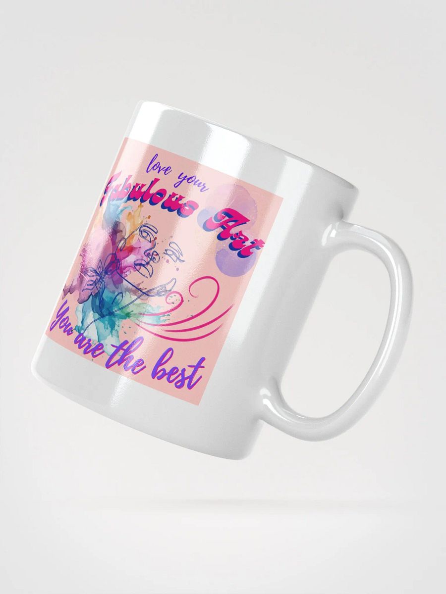 colorful mug for the artist. 'Love Love your favulous art' Perfect gift for colleague, friend who loves arty things product image (2)