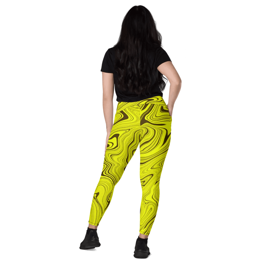 Leggings with Pockets - Yellow Liquid Swirls product image (11)