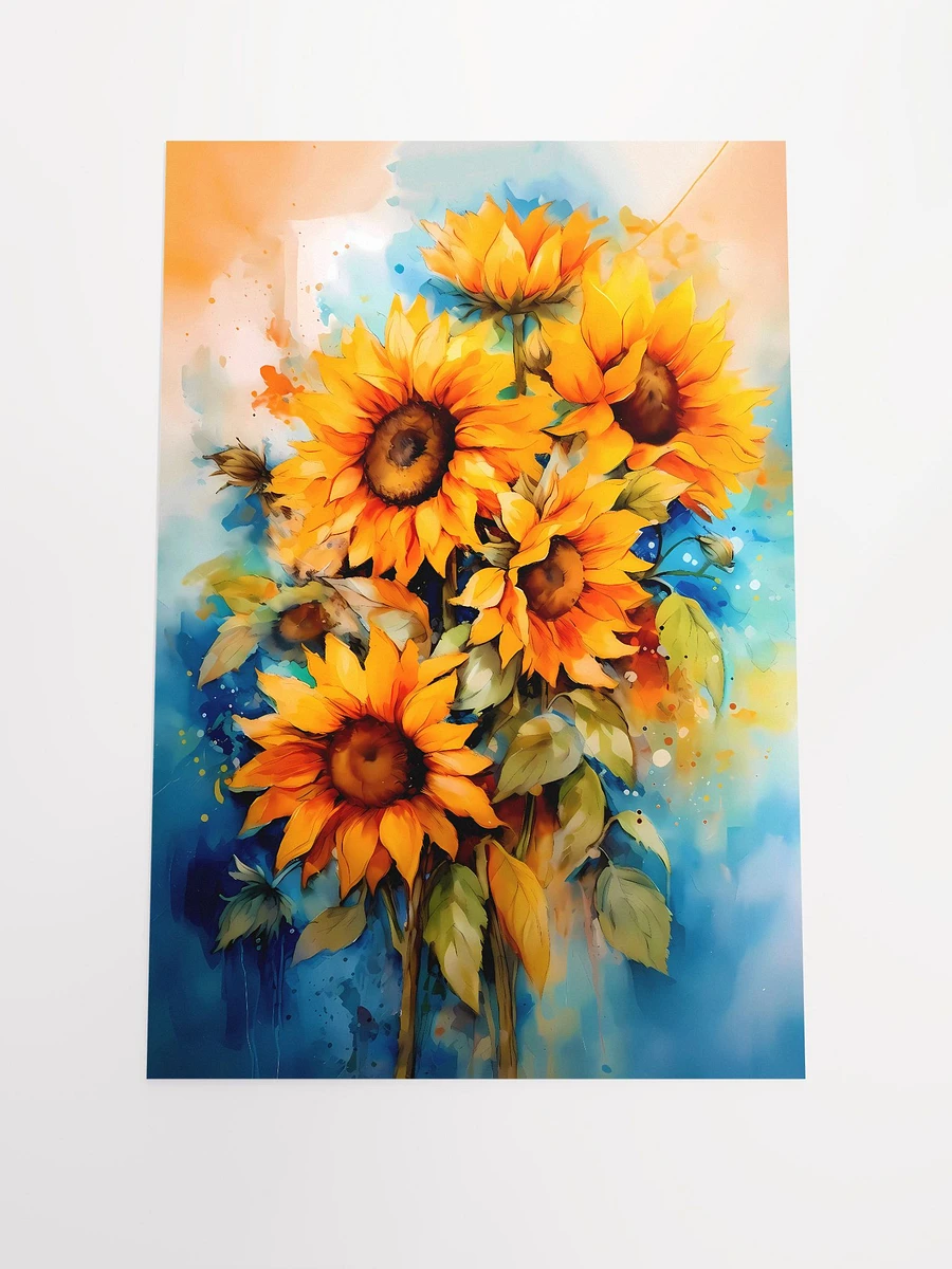 Sunny Elegance: Lively Sunflower Cluster Art Print Matte Poster product image (3)