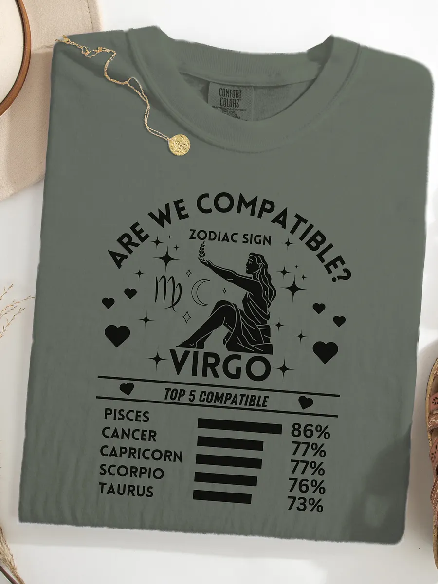 Virgo Zodiac Sign Romantic Compatibility T-Shirt - Light Comfort Colors 1717 product image (1)