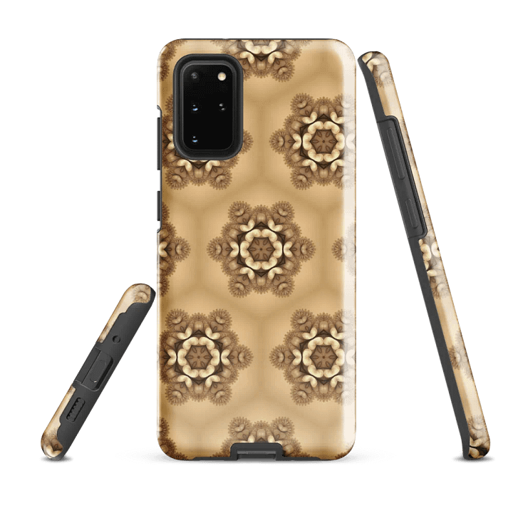 Tough Phone Case for Samsung® - Brown and Beige Geometric Honeycomb Floral Pattern product image (2)