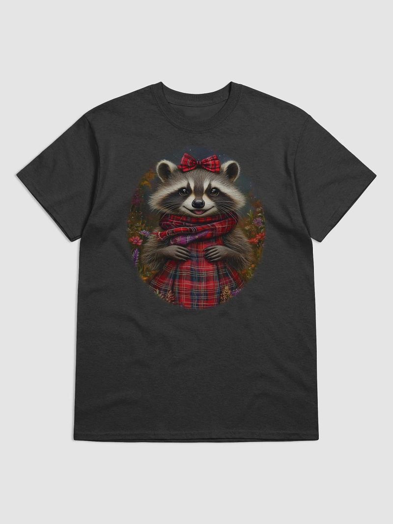 Whimsical Raccoon Plaid T-Shirt