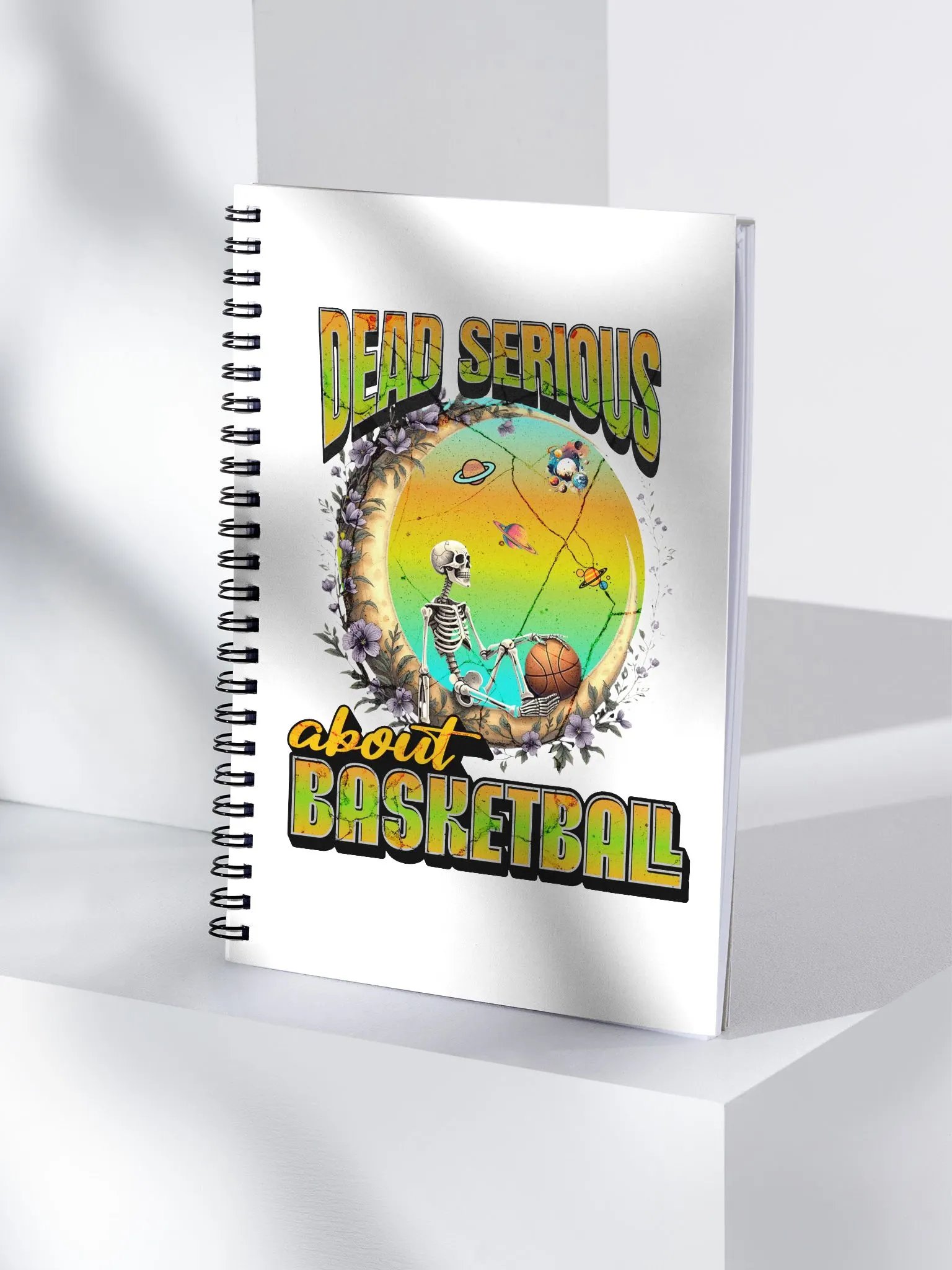 Dead Serious About Basketball Skeleton Celestial Hoops Spiral Notebook product image (3)