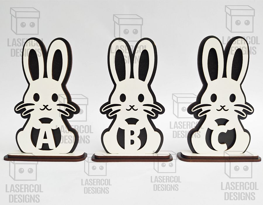 Easter Bunny Monogram Set 2 (3 Sizes) - Laser Cut Files product image (5)