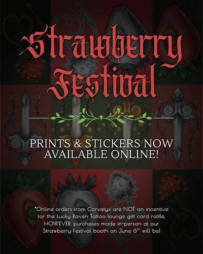Strawberry Festival Stickers and Prints are available to order on my website! 🍓🌿

I have a ✨SMALL✨ handful of stickers and pr...
