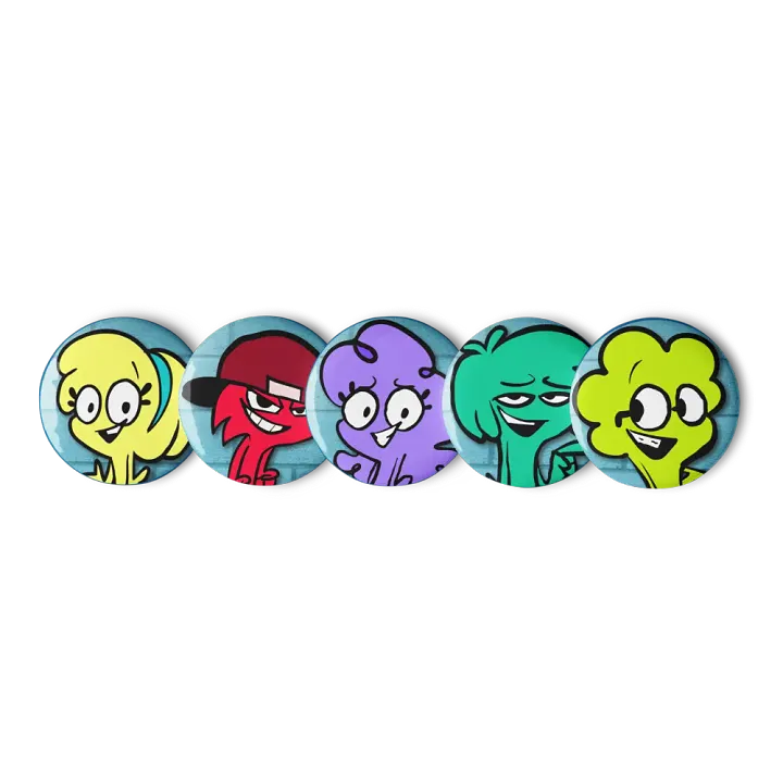 Cartoon Safety Pin Buttons Set 2 product image (2)