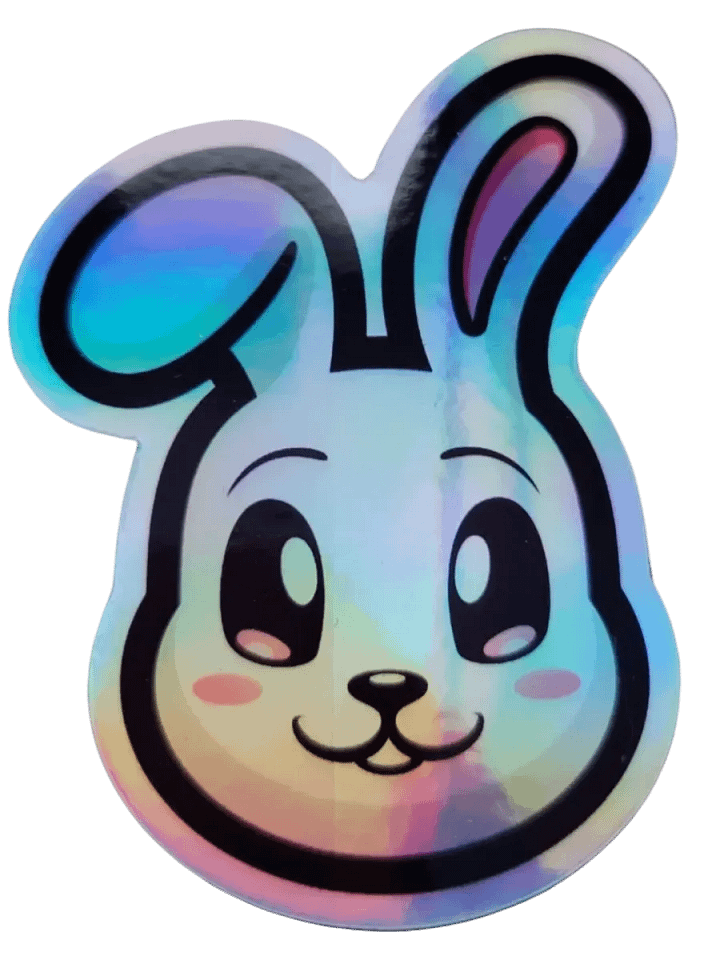 3x3 Die Cut Holographic Bunny Stickers product image (1)