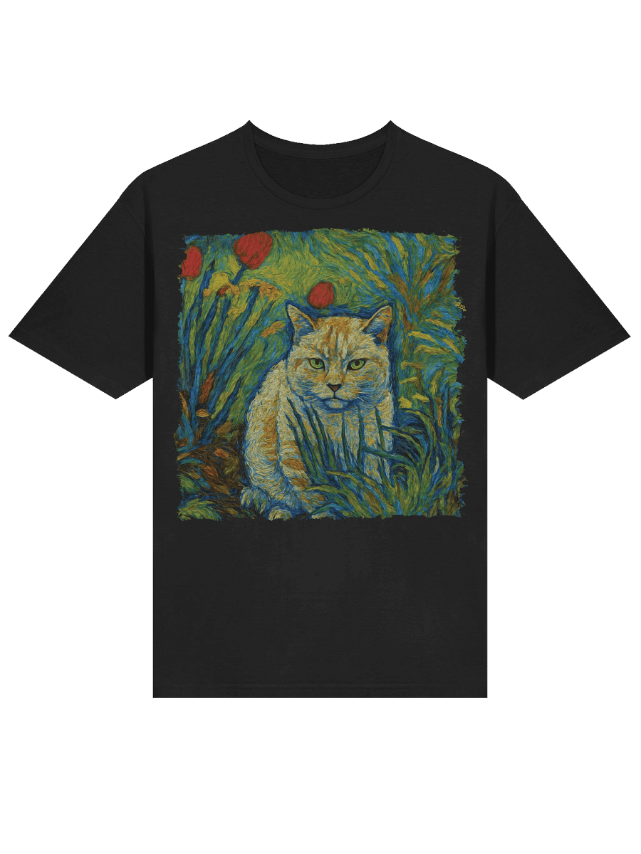 Staring Cat in Garden Van Gogh Style T-Shirt product image (25)