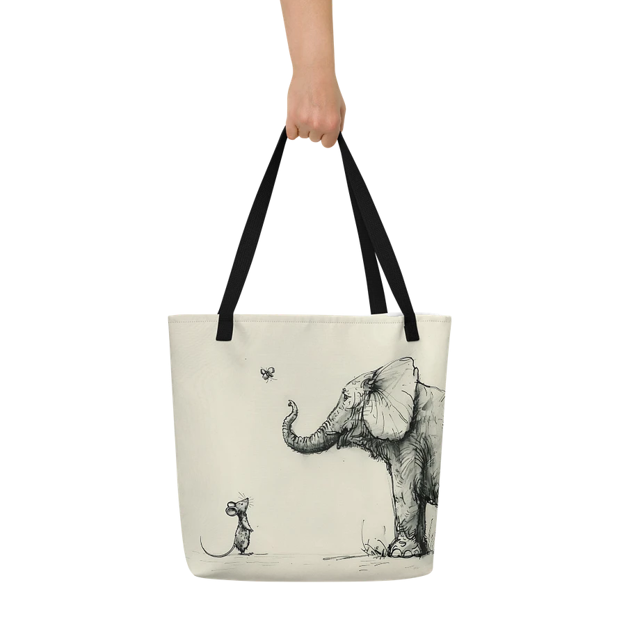 Tote Bag: Mouse and Elephant Unexpected Friendship Enjoy the Simple Moments Minimalist Design product image (9)