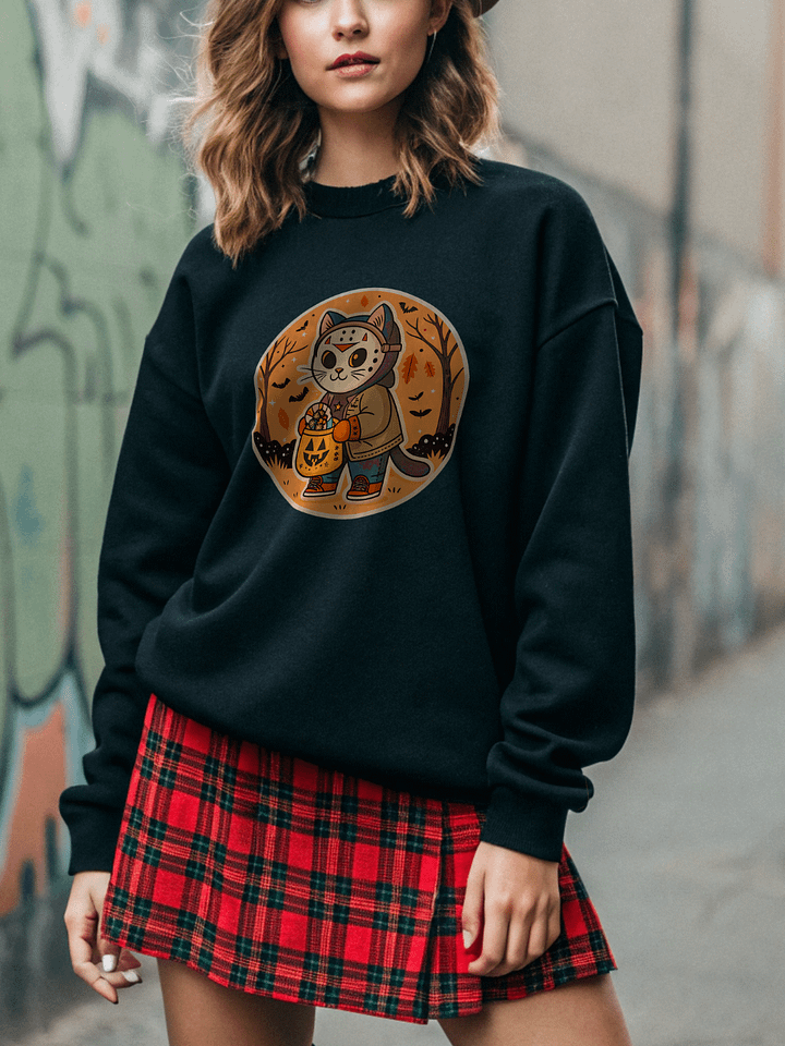 Trick-or-Treat Cat Halloween Sweatshirt product image (1)