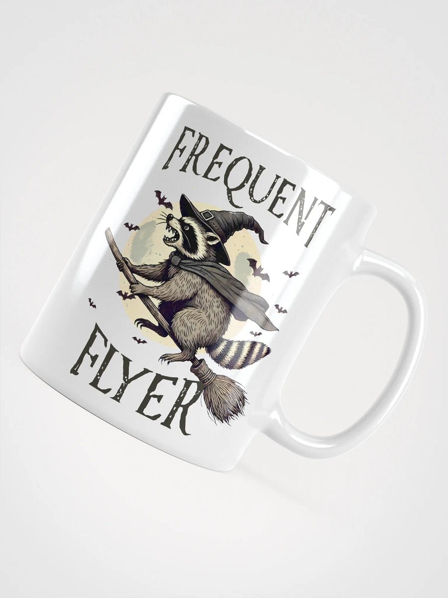 Frequent Flyer Raccoon Witch White Glossy Mug product image (10)
