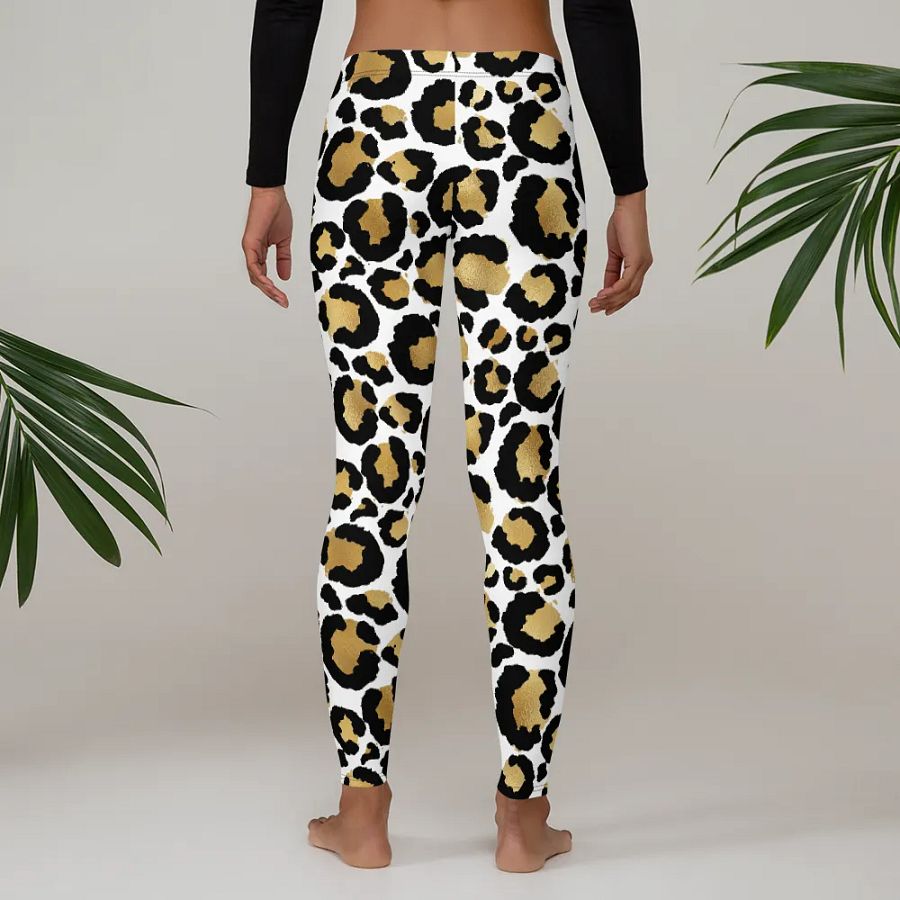 Black and Gold Leopard Overlay Print Leggings – Stylish, Bold & Luxuriously Comfortable product image (4)