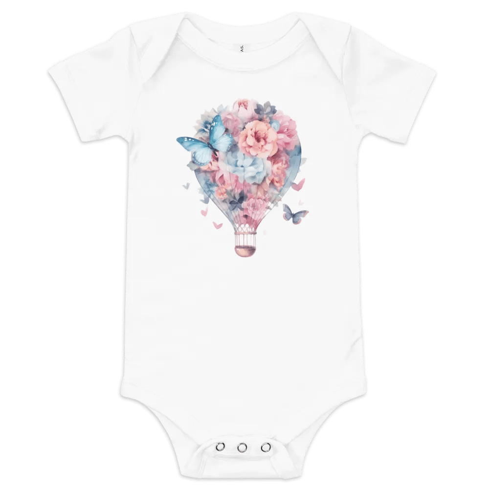 Whimsical Floral Hot Air Balloon Baby Onesie product image (1)