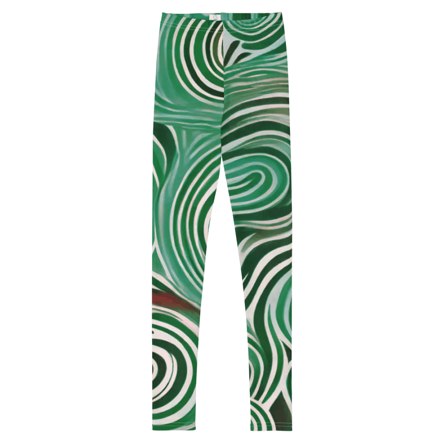 Funky Cool Green Liquid Tie-Dye Youth Leggings product image (7)
