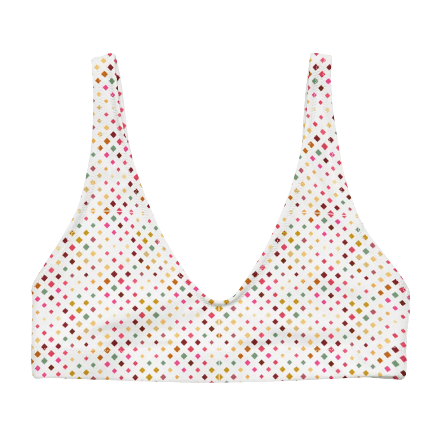 Colorful Square Pattern Design Padded Bikini Top - V5 product image (5)