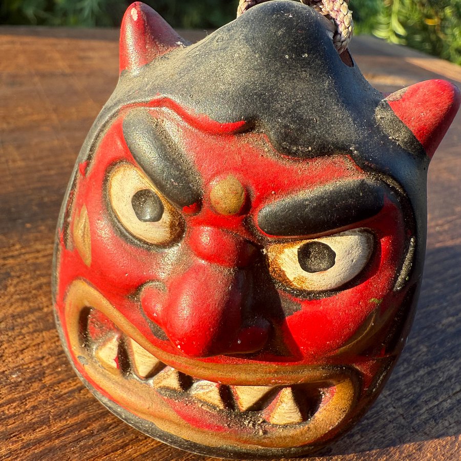 🎎 Japanese Red Oni Ceramic Bell (Dorei) – Mid-Showa Era – Japan Antique Roadshow product image (4)