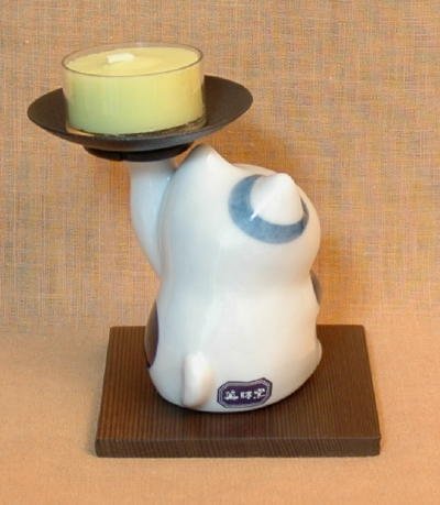 Candle Holder - Japanese Porcelain Cat Neko Rousokutate product image (2)