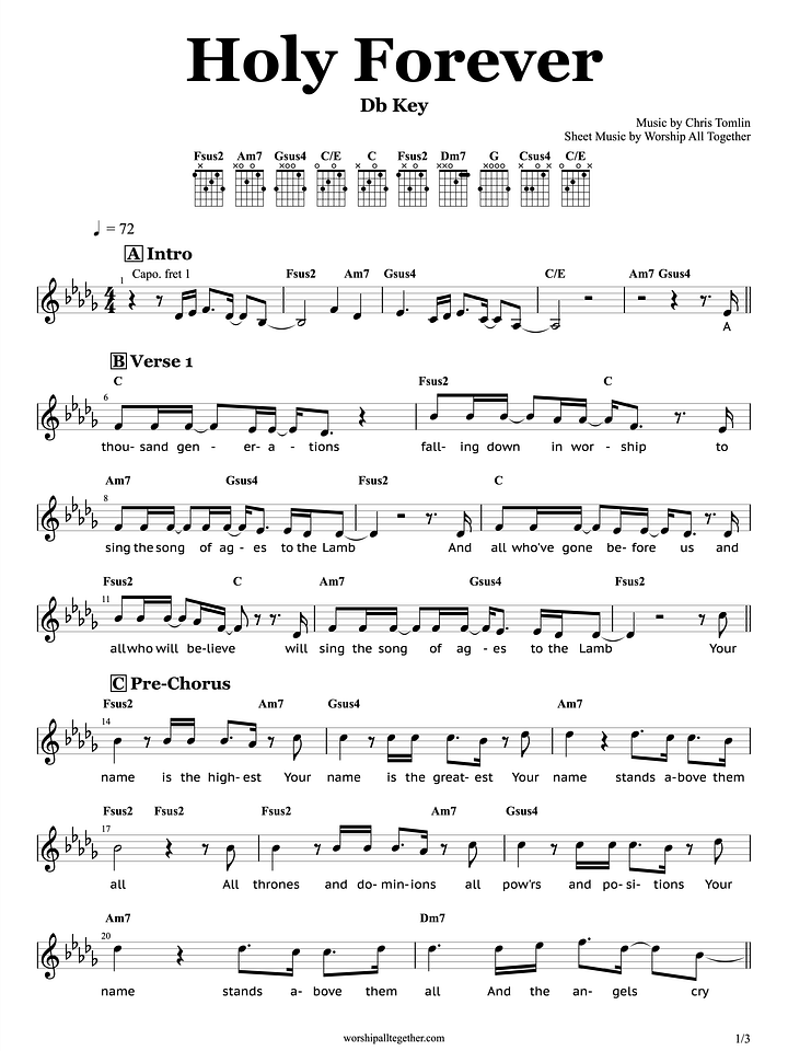 Holy Forever - Chris Tomlin | Sheet Music, Chord, Lyrics product image (1)