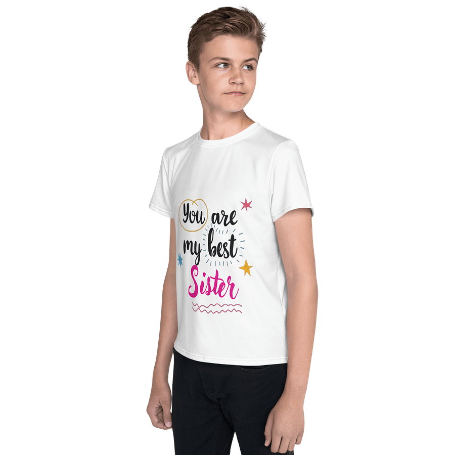 Kids Youth Crew Neck T-Shirt Best Sister Slogan All-Over Print product image (3)