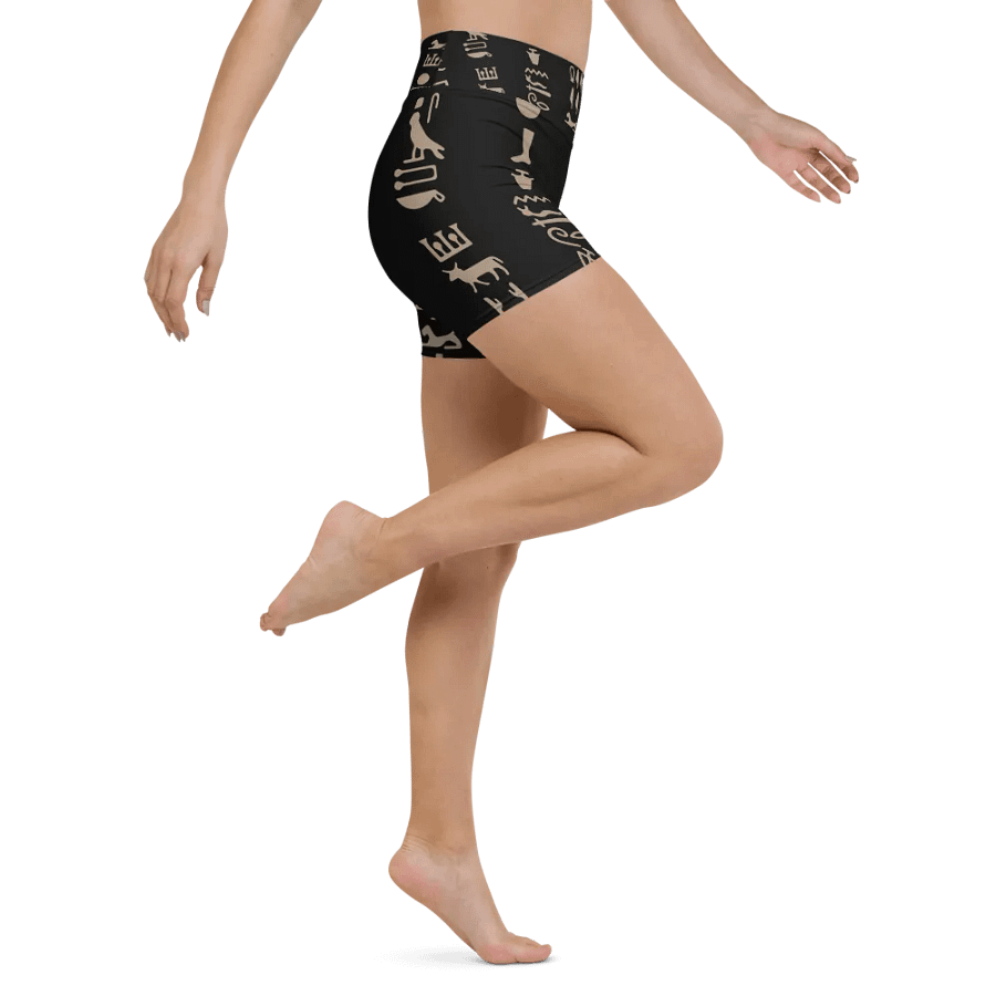 Isis Black Hieroglyphs All-Over Yoga Shorts product image (6)