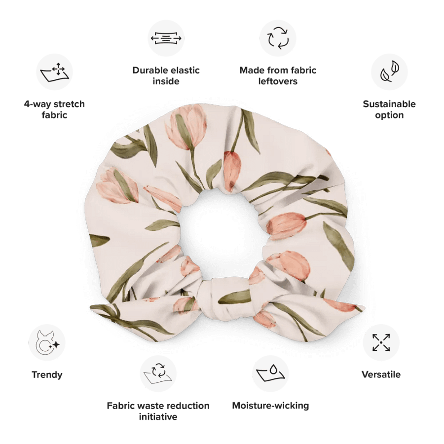 Scrunchie with pink tulips product image (12)