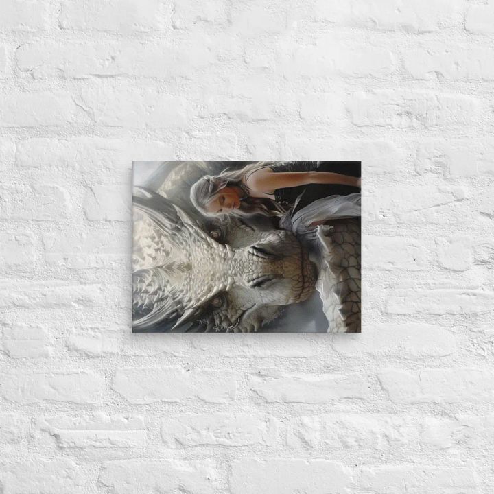 Girl with her white dragon - Canvas product image (2)