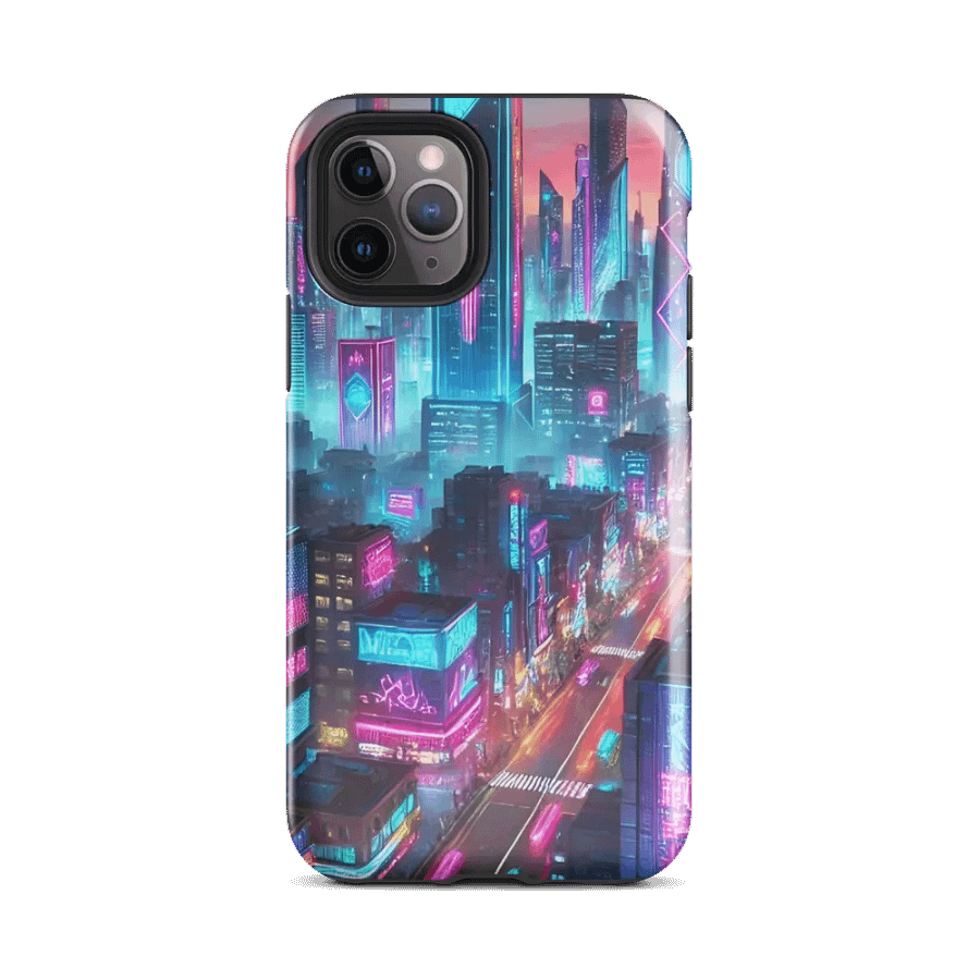 Neon Metropolis iPhone Tough Case - Futuristic Cityscape Design product image (2)