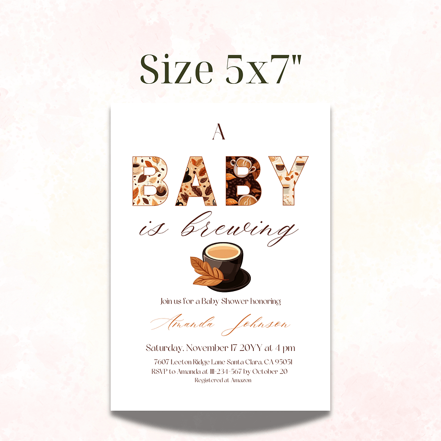 A Baby is Brewing Baby Shower Invite, Rustic Gender Neutral Baby Shower, Coffee Themed Brunch Invitation, Digital Download Canva Template product image (4)