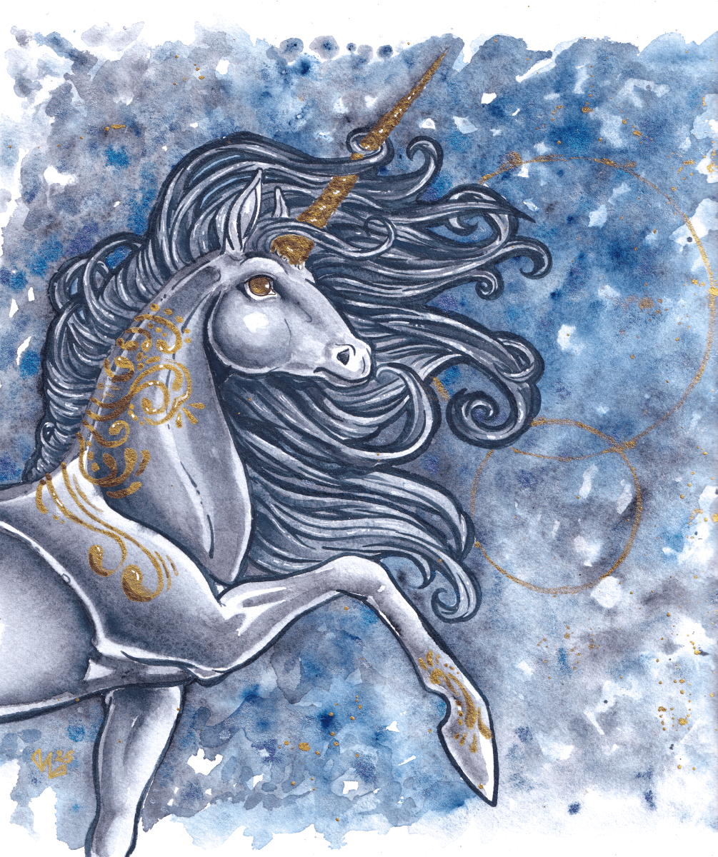 Watercolor Unicorn with Gold Detailing product image (1)