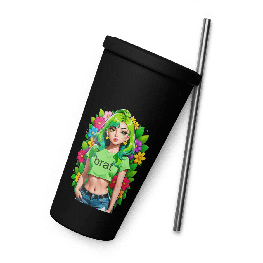 Brat 20 oz Tumbler Cup - Black - Insulated Tumbler with a Straw v2 product image (8)