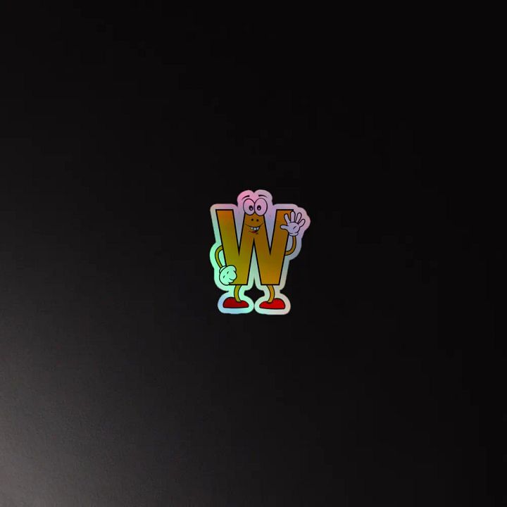 W Letter Cartoon Character Holographic Sticker product image (4)