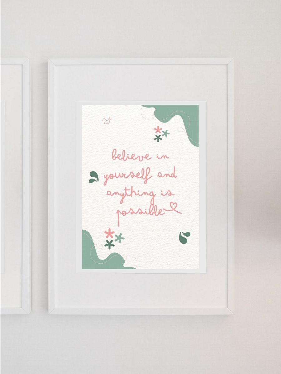 Inspirational Quote Wall Art - 'Believe in Yourself' Motivational Poster, Minimalist Home Decor, Positive Affirmation Print Gift Present product image (1)