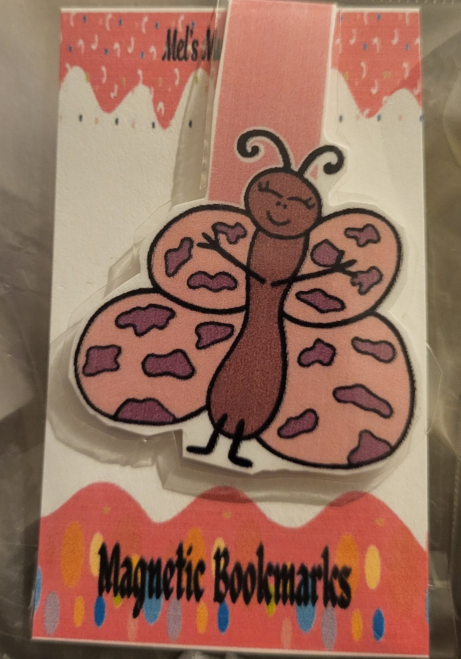 Cute Cartoon Purple Butterfly Magnetic Laminated Bookmark for Insect Lovers product image (1)