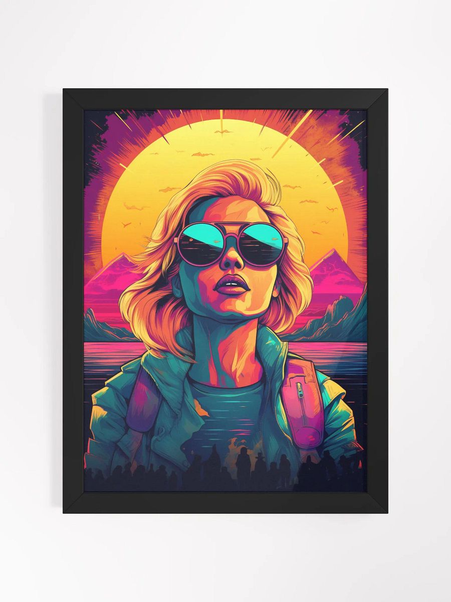 girl retro wave framed print product image (1)