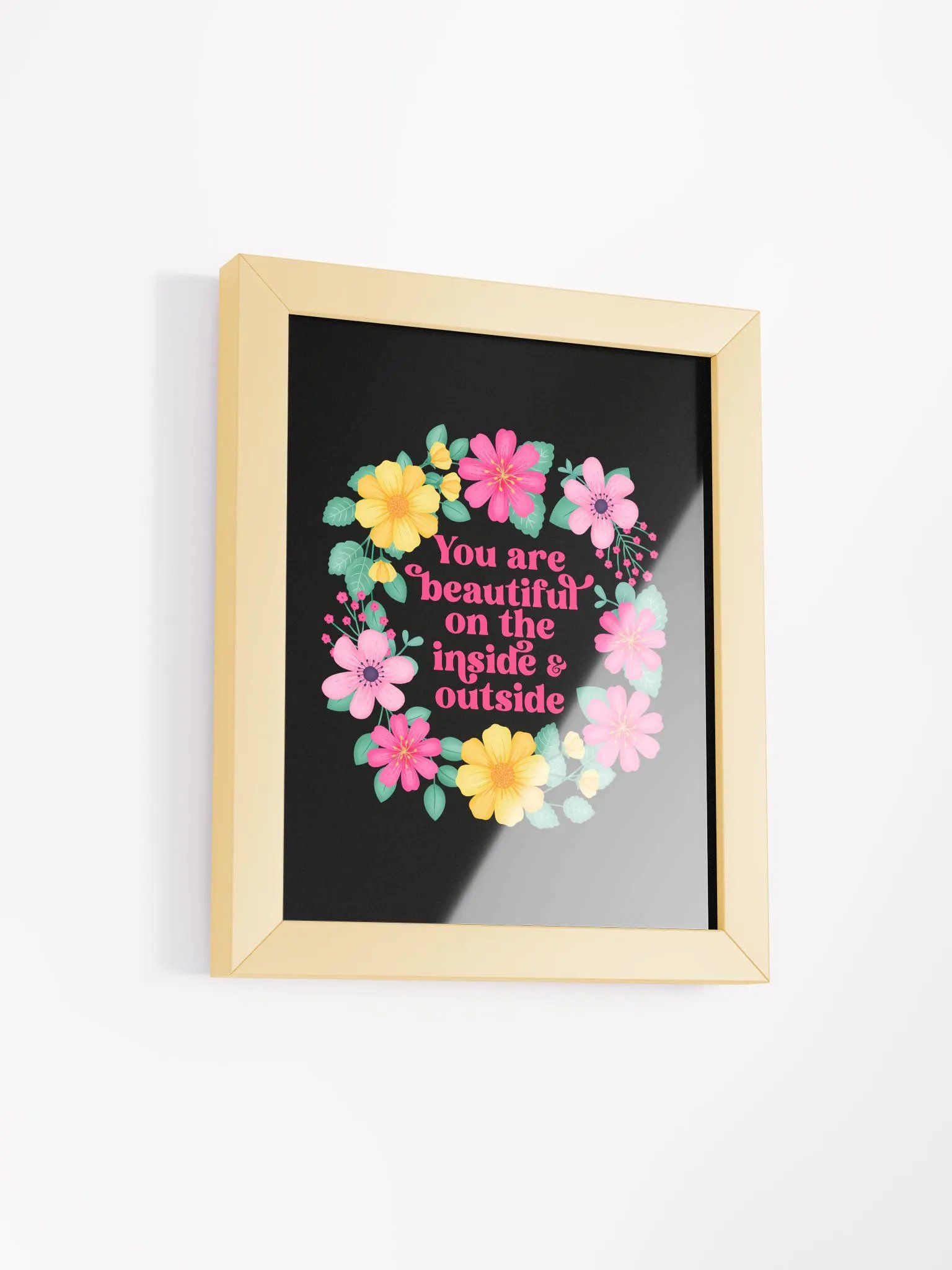 You are beautiful on the inside & outside - Motivational Wall Art Black product image (2)