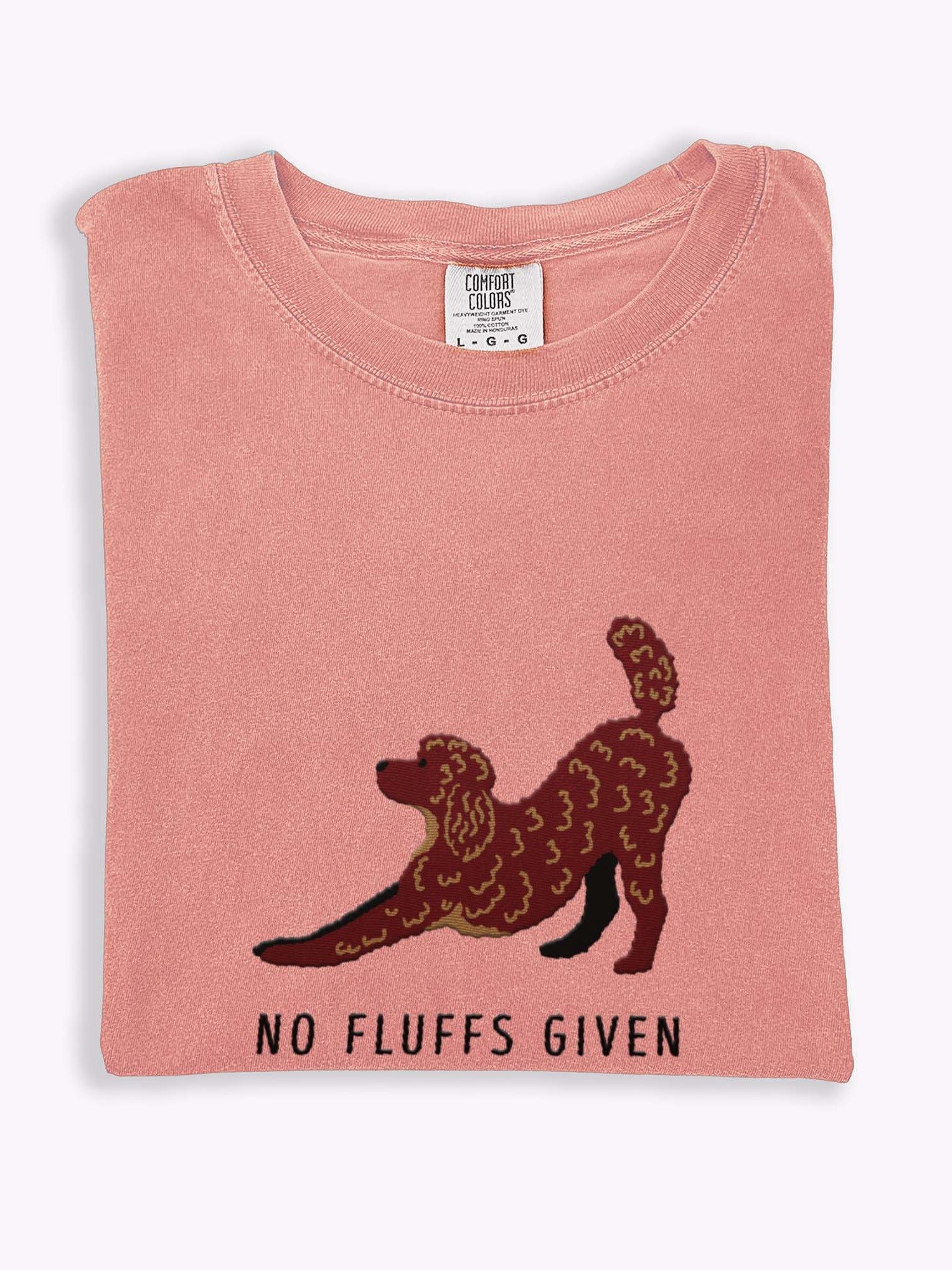 No Fluffs Given(2) T-Shirt(Embroidered) of a Standard Poodle(Chocolate) product image (1)