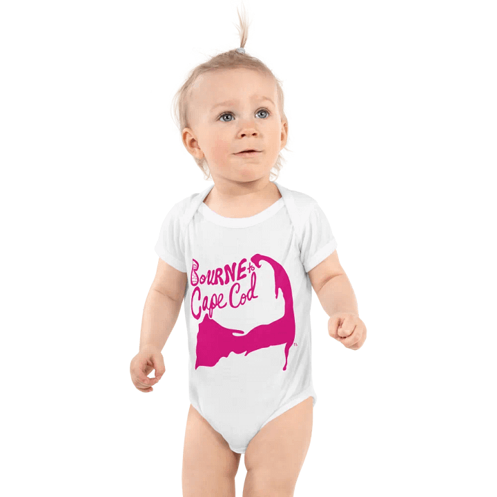 BOURNE to Cape Cod™ | Baby Bodysuit | Cozy, Cute & Coastal Cool | Pink Logo product image (1)