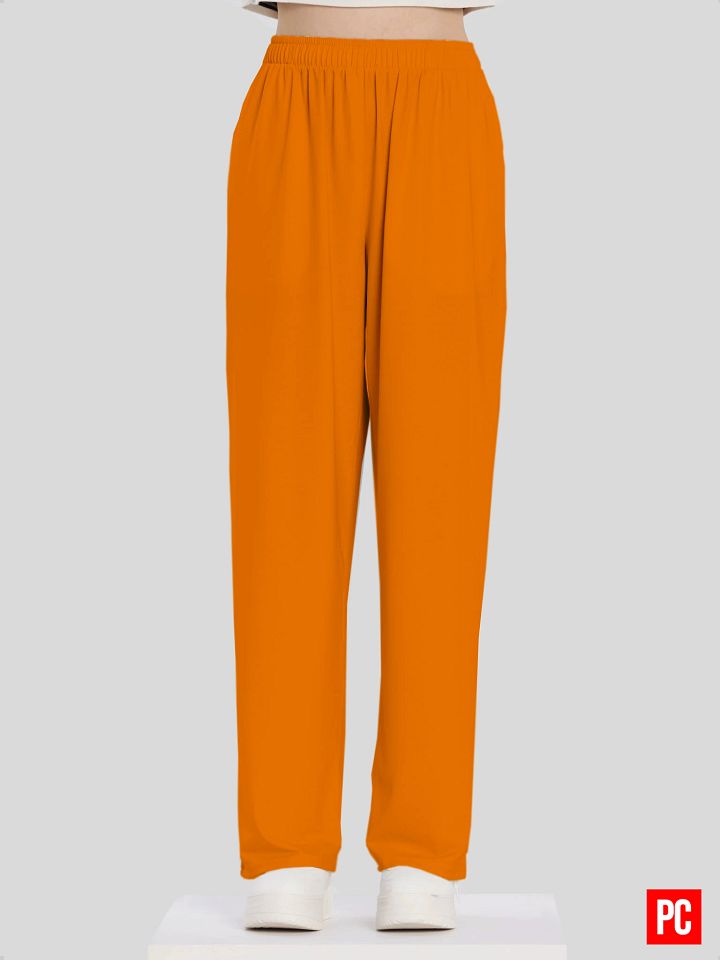 Plain Color Orange Wide-Leg Pants product image (2)